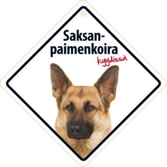 Lemmikkikyltti Saksanpaimenkoira kyydissä (14 cm)