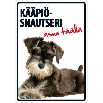 Lemmikkikyltti Kääpiösnautseri asuu täällä (21 x 15 cm)