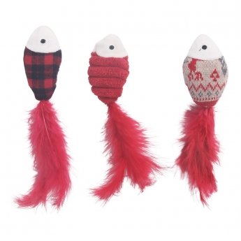 Meow&Me Christmas Lodge kalat höyhenpyrstöillä 3-pack