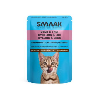SMAAK kissanpennun m&auml;rk&auml;ruoka kana-lohi 100 g