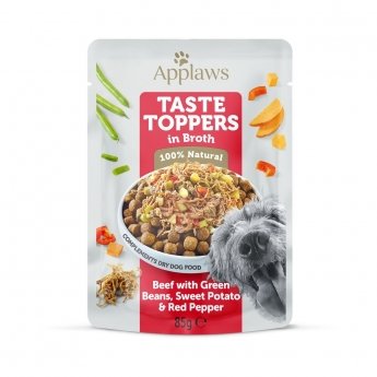 Applaws Taste Toppers beef with green beans, sweet potato & red pepper in broth pouch