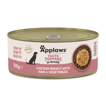 Applaws Taste Toppers chicken breast with ham, pumpkin, carrots & peas in broth tin