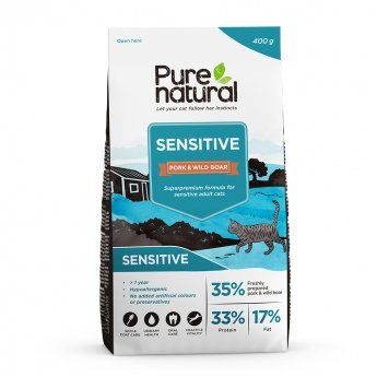 Purenatural Sensitive Pork & Wild Boar kissanruoka (400 g)