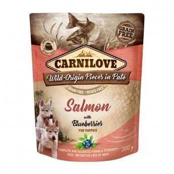 Carnilove Dog Pouch Paté Salmon with Blueberries for Puppies 300 g