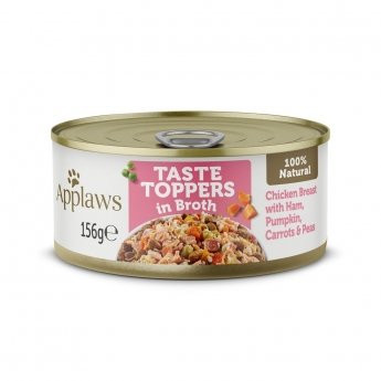 Applaws Taste Toppers chicken breast with ham, pumpkin, carrots & peas in broth tin