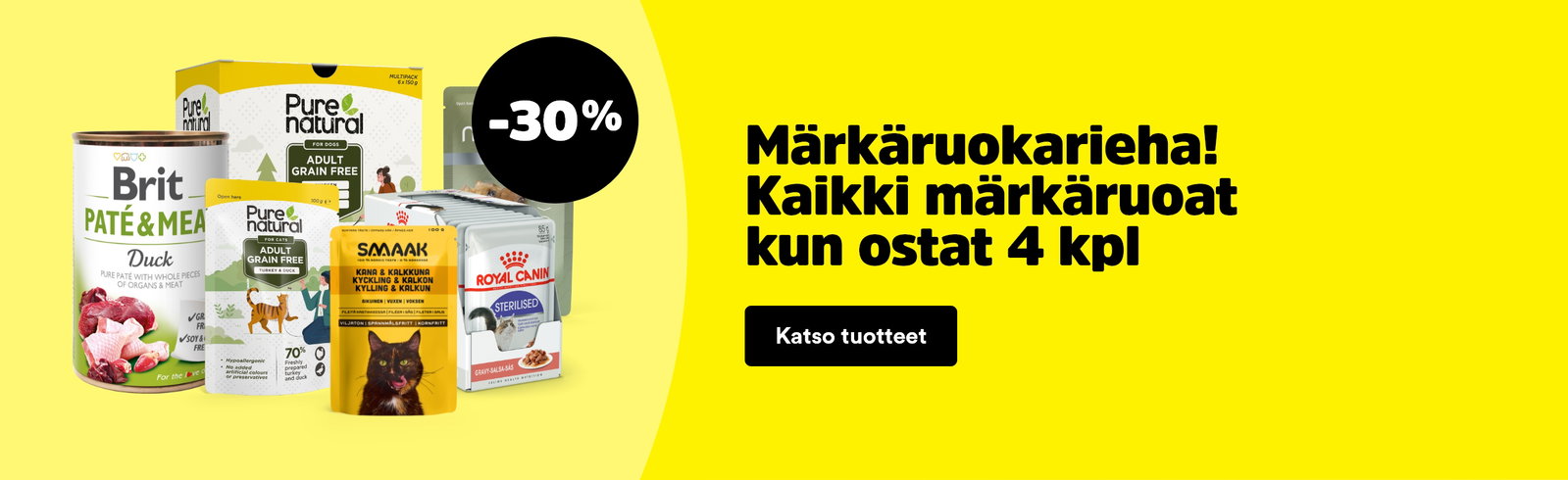 M&auml;rk&auml;ruokariehat: Kaikki m&auml;rk&auml;ruoat -30 % kkun ostata 4 kpl