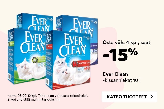 Osta väh. 4 kpl Ever Clean -kissanhiekkoja, saat -15 % alennuksen