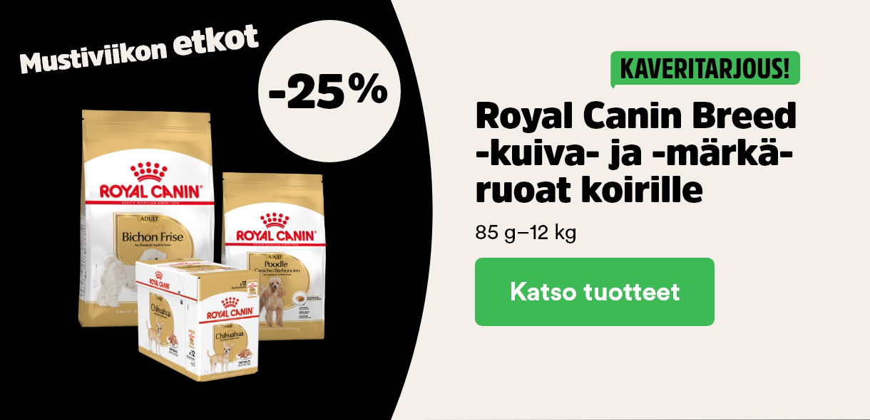 Mustiviikon etkot! -25% Royal Canin Breed -kuiva- ja märkäruoat . Katso tuotteet.
