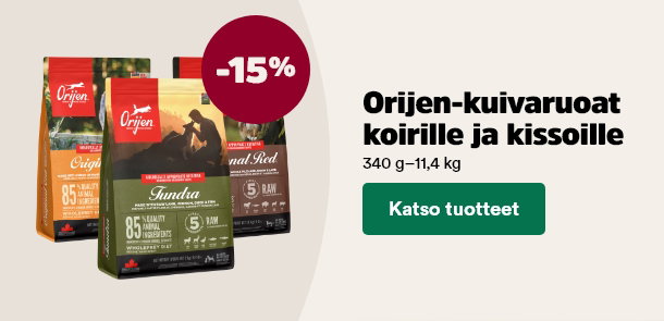 Orijen-kuivaruoat koirille ja kissoille -15 %. Katso tuotteet!