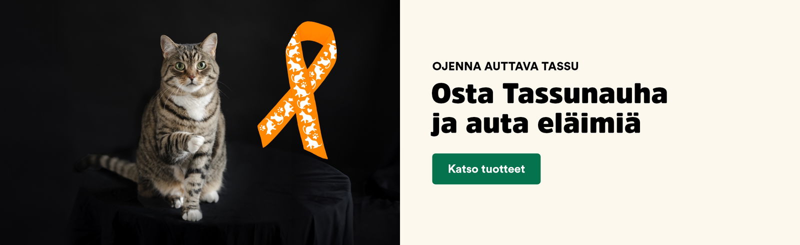 SEY Tassunauha hyväntekeväisyys banneri Mustin ja Mirrin etusivulla,