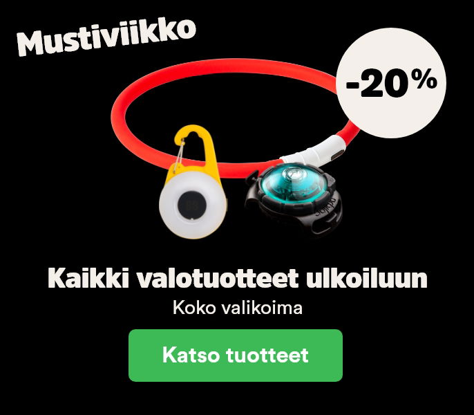 -20% kaikki valotuotteet ulkoiluun. Katso tuotteet!