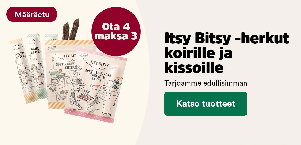 Määräetu! Itsy Bitsy-herkut ota 4 maksa 3. Katso tuotteet!