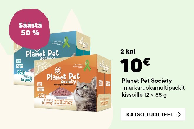 Planet Pet Society -märkäruokapakkaukset 2 kpl 10 €