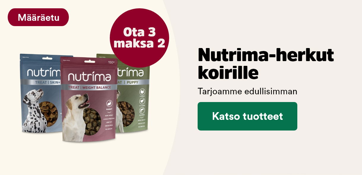 Määräetu! Nutrima-herkut koirille ota 3 maksa 2. Katso tuotteet!