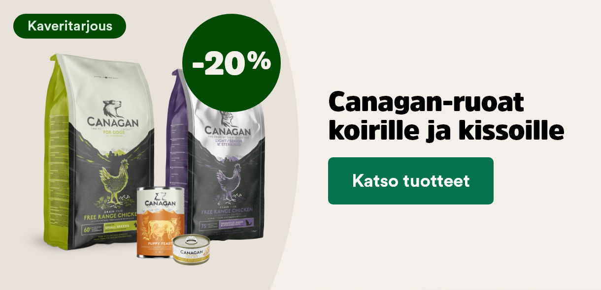 -20% Canagan kuiva- ja m&auml;rk&auml;ruoat koirille ja kissoille 