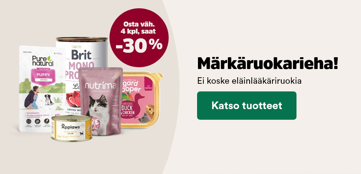 M&auml;rk&auml;ruokarieha: kun ostat 4 saat -30%. Katso tuotteet!