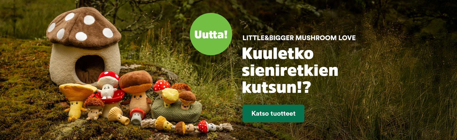Little&Bigger Mushroom lelut koirille ja kissoille. Katso tuotteet.
