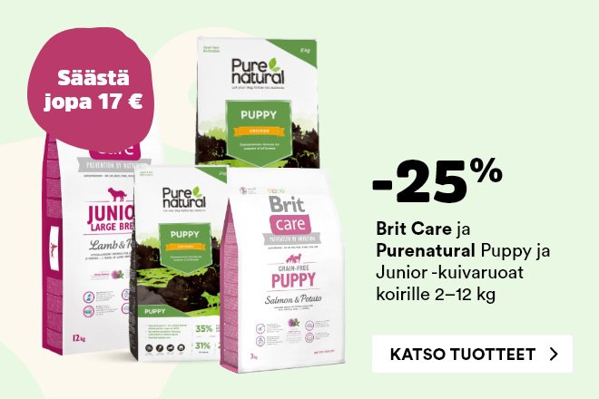 Purenatural ja Brit Care Puppy & Junior -kuivaruoat -25 %