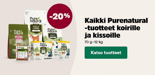 Kaikki Purenatural tuotteet koirille ja kissoille -20%. Katso tuotteet!