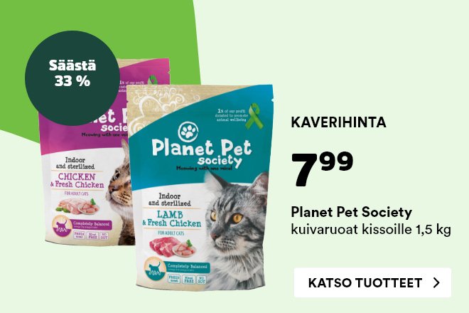 Planet Pet Society -kuivaruoat kissoille 1,5 kg 7,99 €