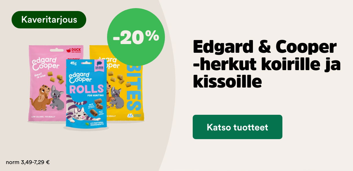  -20% Edgar&Cooper -herkut koirille ja kissoille