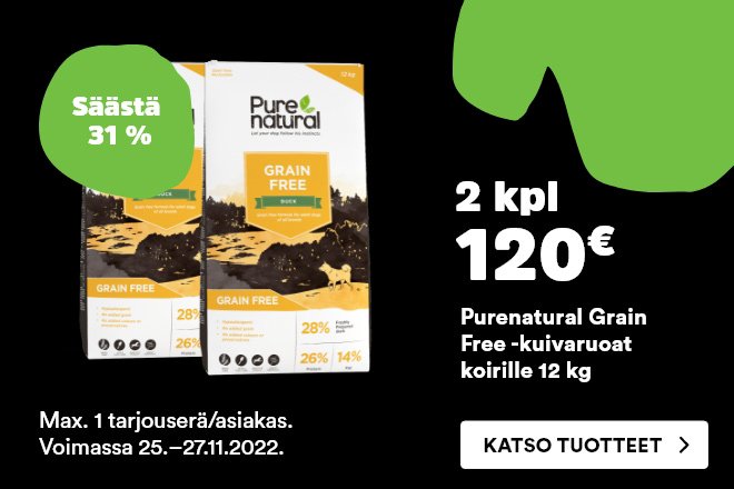 Purenatural Grain Free -kuivaruoat 2x12 kg 109 €
