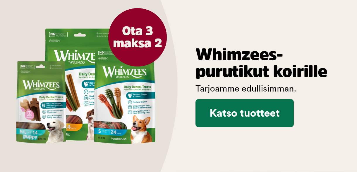 Whimzees purutikut Ota 3 maksa 2