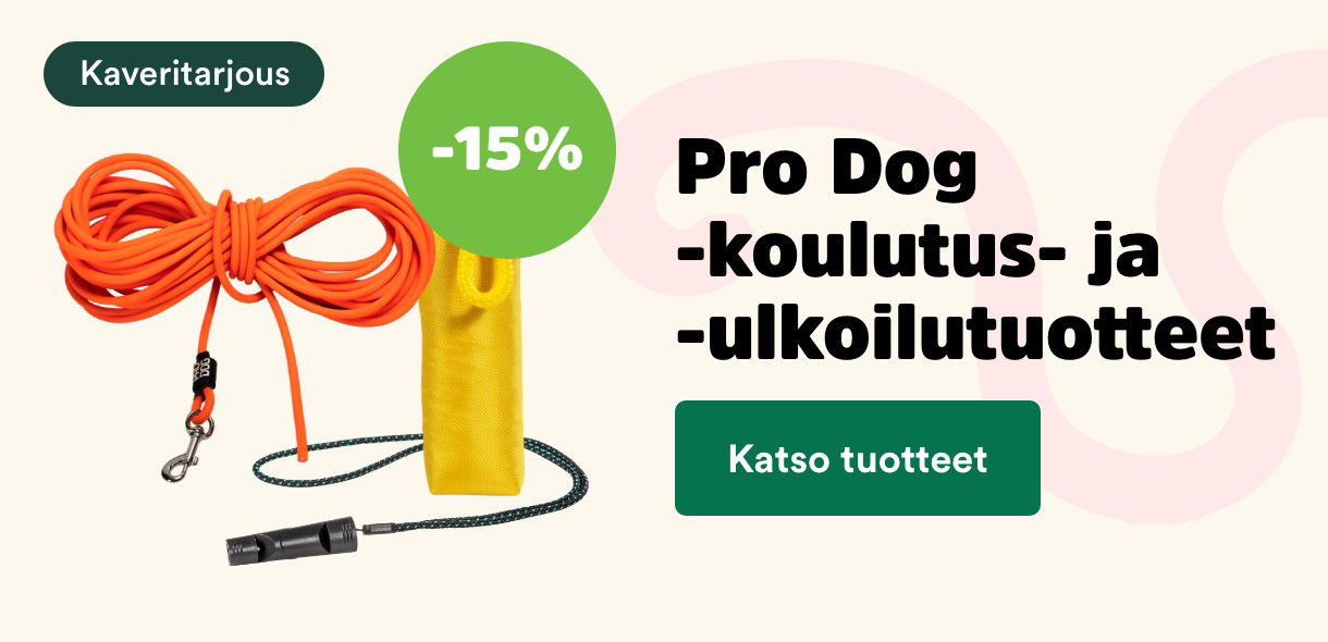 -15 % Pro Dog koulutus- ja ulkoilutotteet. Katso tuotteet!