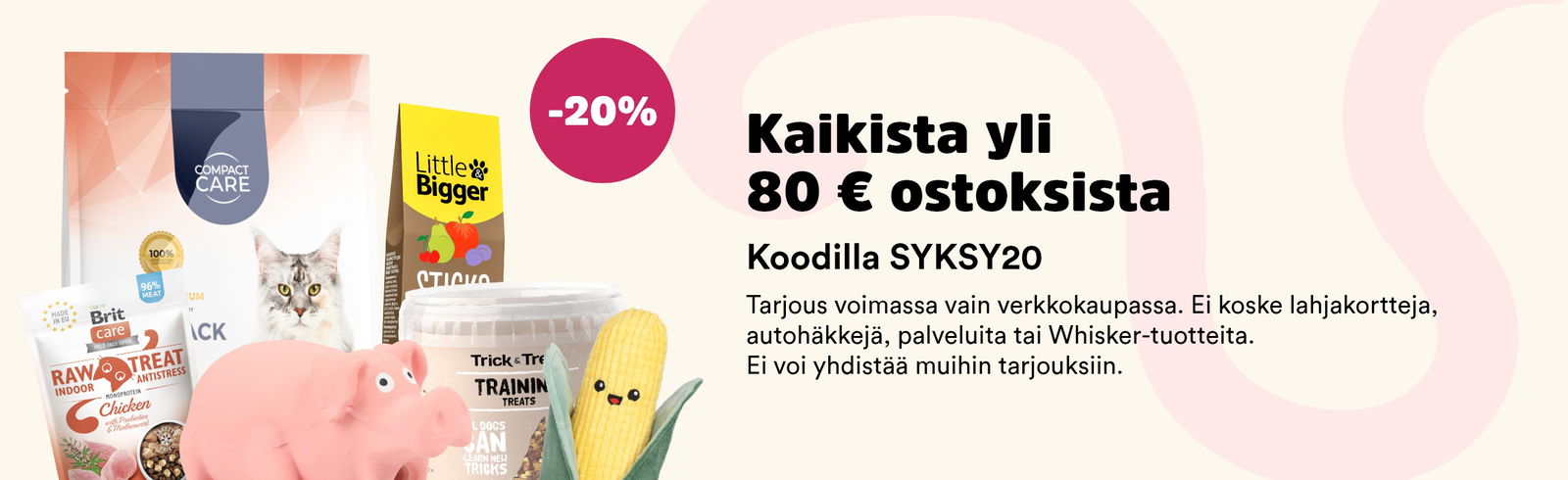 -20 % alennus yli 80 euroa kupongilla SYKSY20