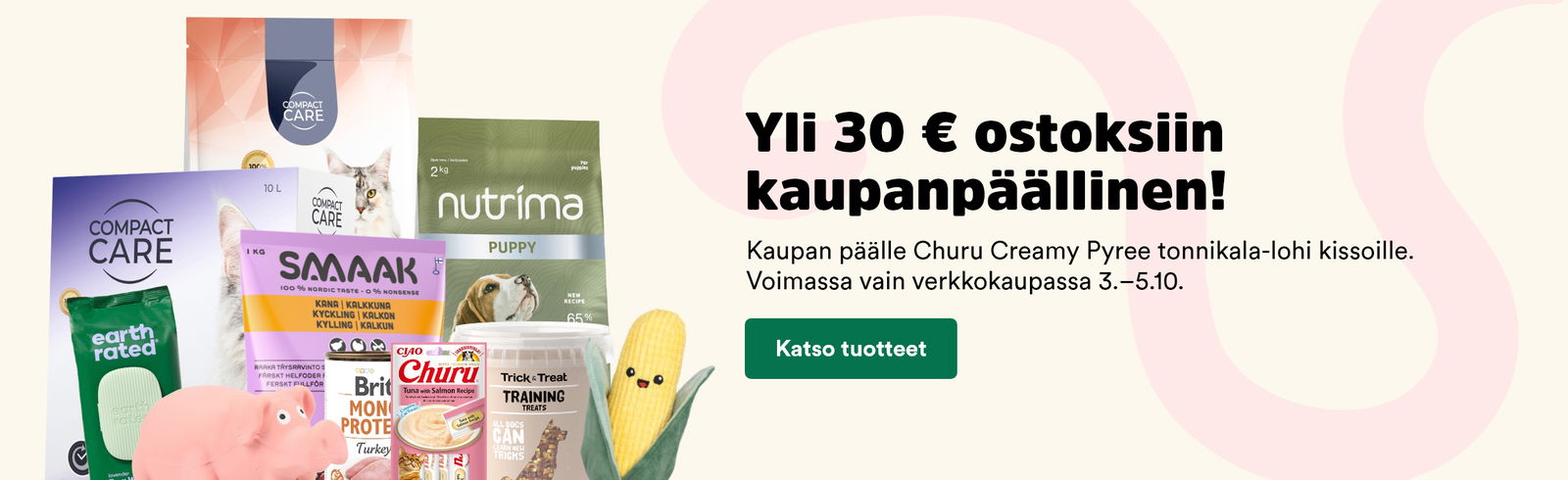 Kissanherkku kaupan päälle yli 30 €:n ostoksiin!