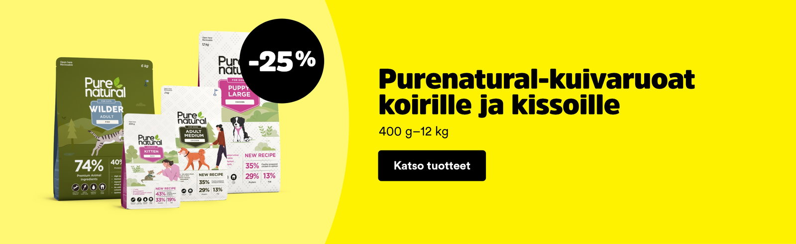 Purenatural kuivaruoat koirille ja kissoille -25 %