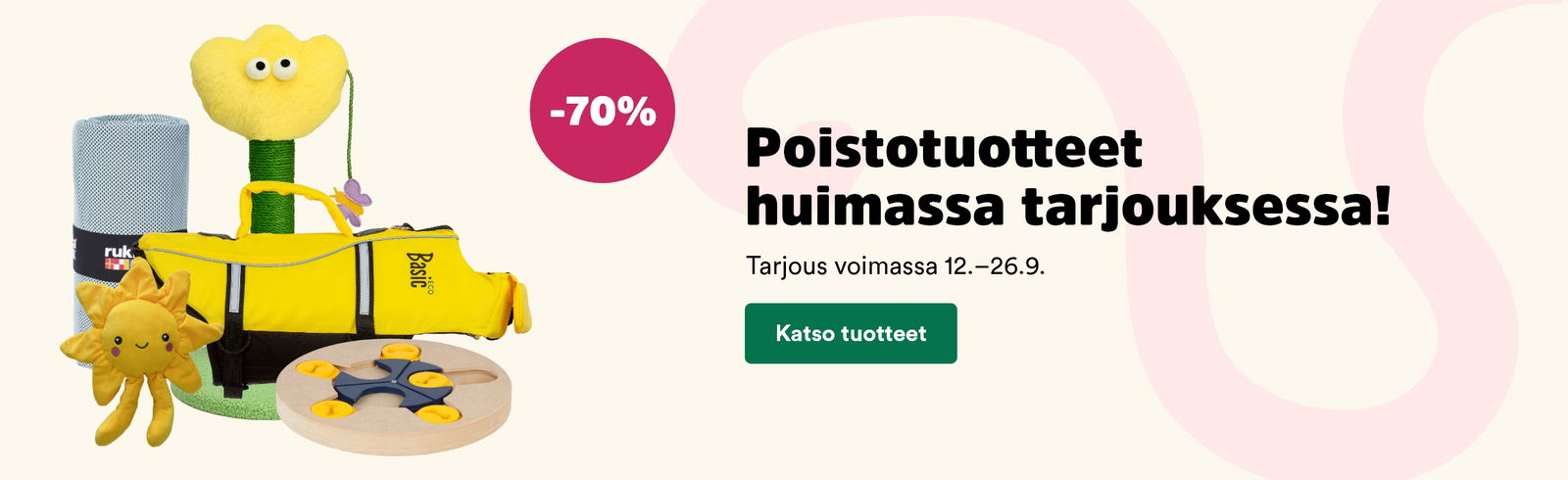 Paljon poistotuotteita -70%. Katso tuotteet!