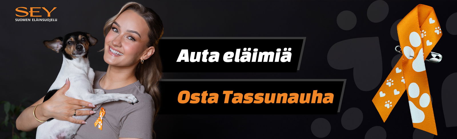 Auta eläimia, osta Suomen Eläinsuojelun tassunauha, jolla rahoitetaan eläinsuojelutyötä.