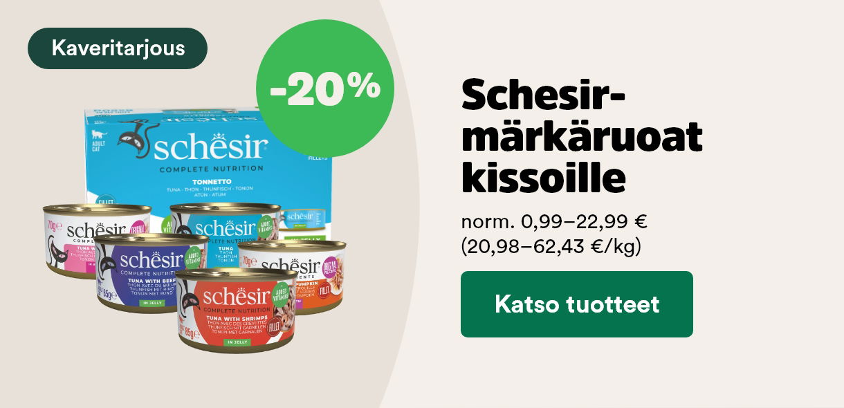 -20 % Schesir märkäruoat kissoille. Katso tuotteet!
