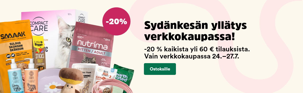 -20 % kaikista yli 60 €:n tilauksista kuponkikoodilla SYDANKESA