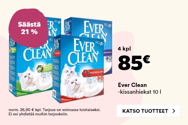 Ever Clean -kissanhiekat 4 kpl 85 €