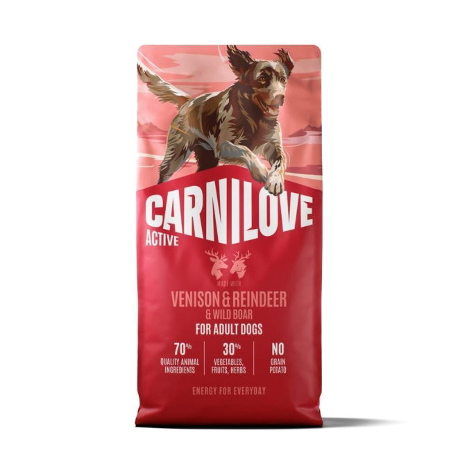 CARNILOVE Active dog dry made with venison & reindeer & wild boar for active adults (12 kg)