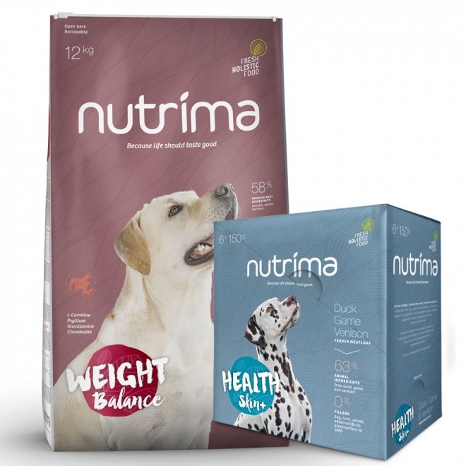 Nutrima Weight Balance koiranruoka + märkäruoka Musti ja Mirri