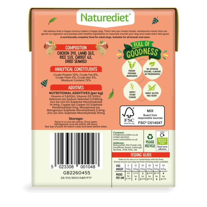 Naturediet Feel Good kana & lammas (390 g)