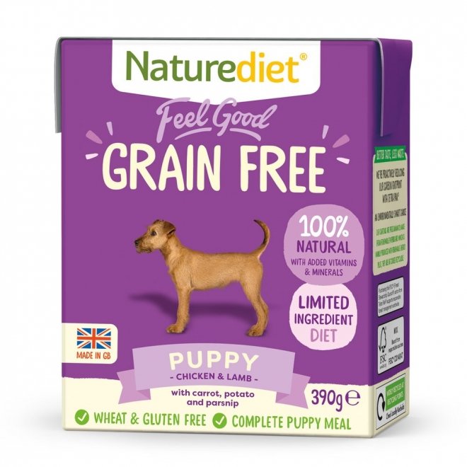 Naturediet Grain Free Puppy kana & lammas (390 g)