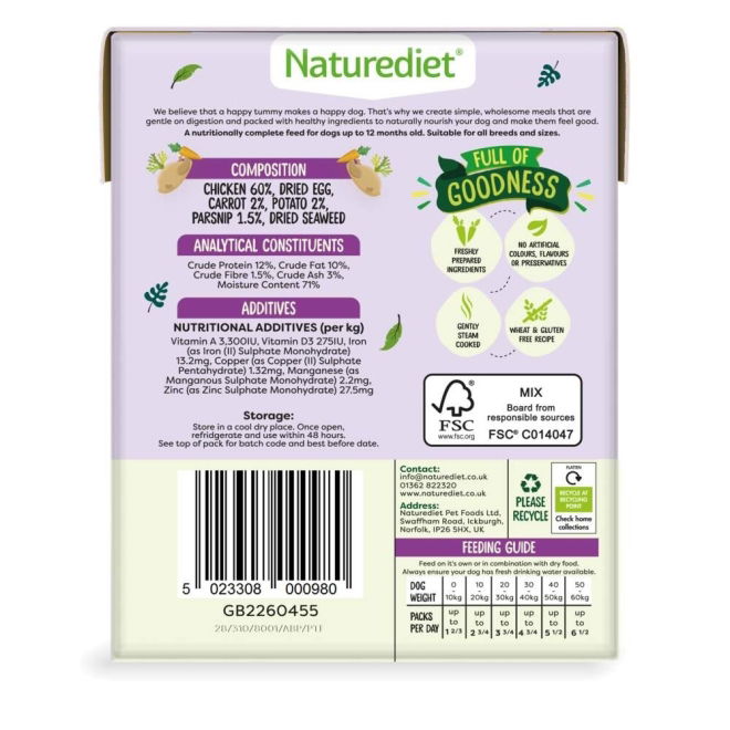 Naturediet Grain Free Puppy kana & lammas (390 g)