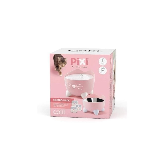 Catit Pixi Combo kit juomalähde & korotettu kuppi pinkki