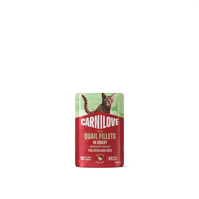 CARNILOVE cat POUCH gravy rich in quail enriched with dandelion for sterilized