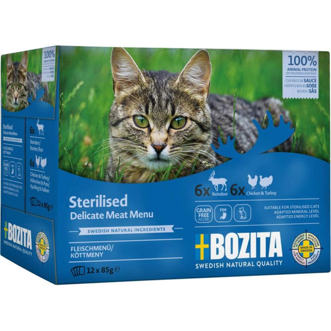 Bozita Indoor & Sterilised lihalajitelma kastikkeessa 12x85 g