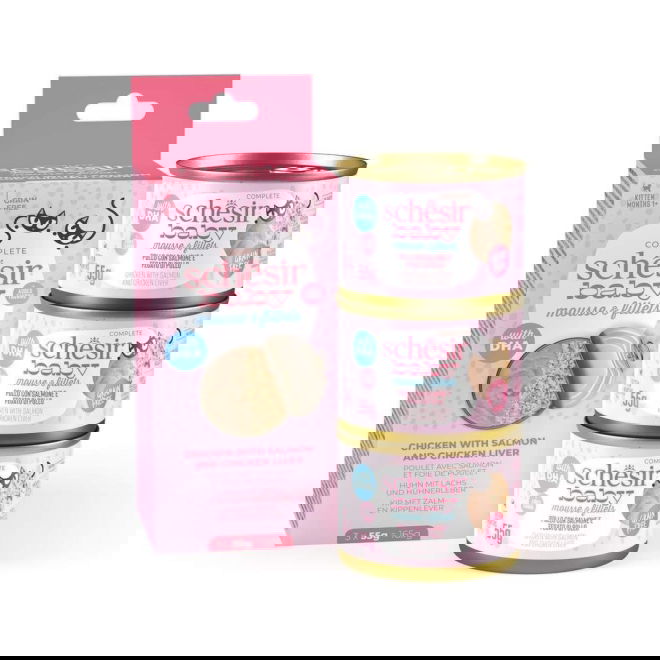 Schesir Baby Mousse & Shreds kana & lohi 3 x 55 g