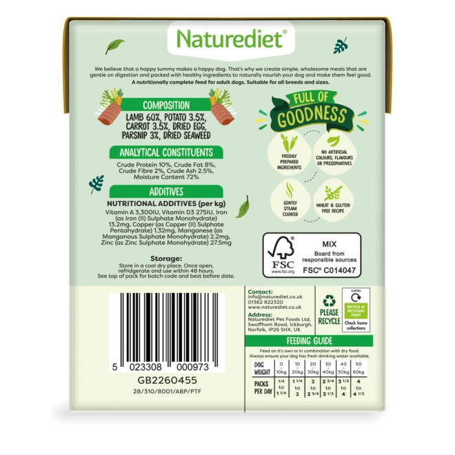 Naturediet Grain Free lammas (390 g)