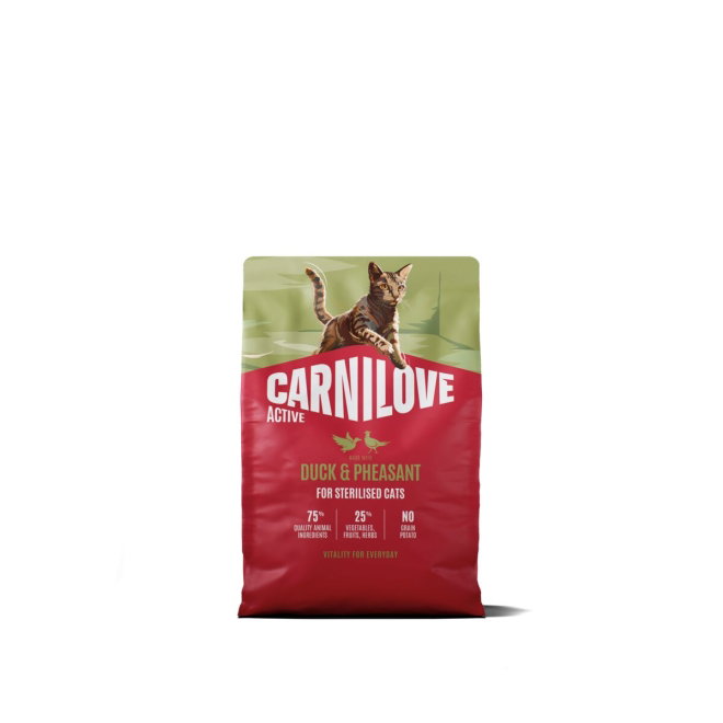 CARNILOVE ACTIVE cat dry made with duck & pheasant for sterilised adult all breeds (2 kg)