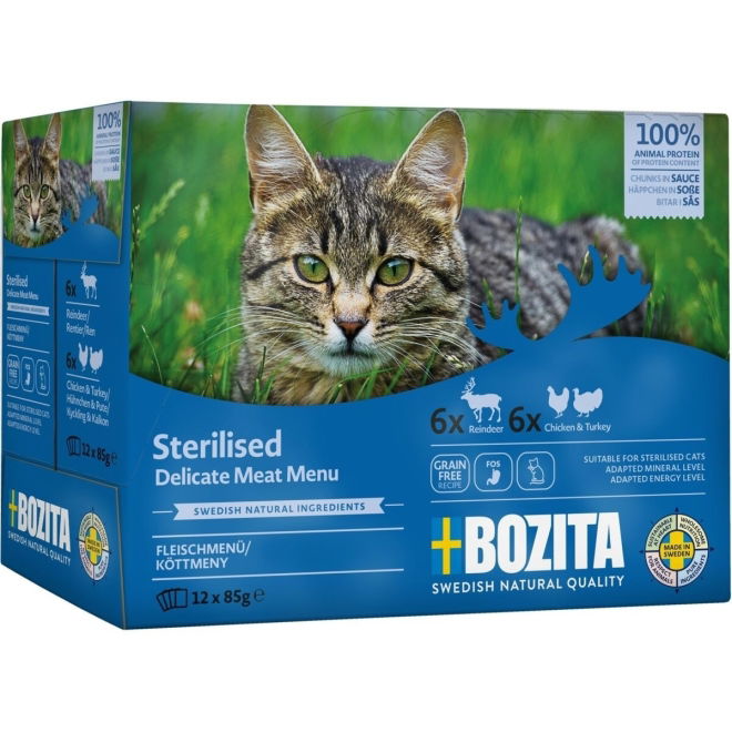 Bozita Indoor & Sterilised lihalajitelma kastikkeessa 12x85 g