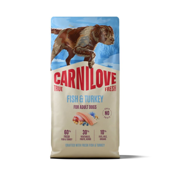 CARNILOVE TRUE FRESH dog dry fish & turkey for adult all breeds (12 kg)