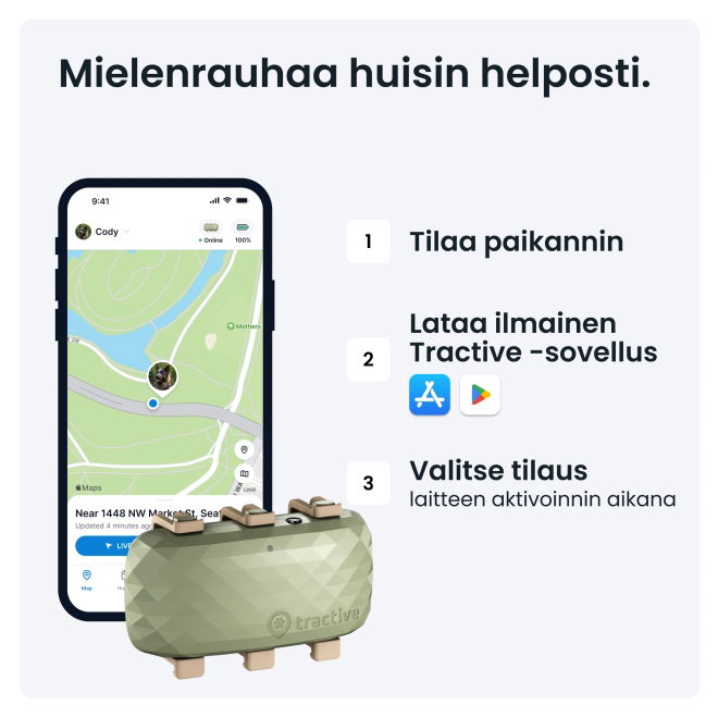 Tractive DOG XL – Koiran GPS ja terveysvahti isoille roduille, akunkesto 1 kk